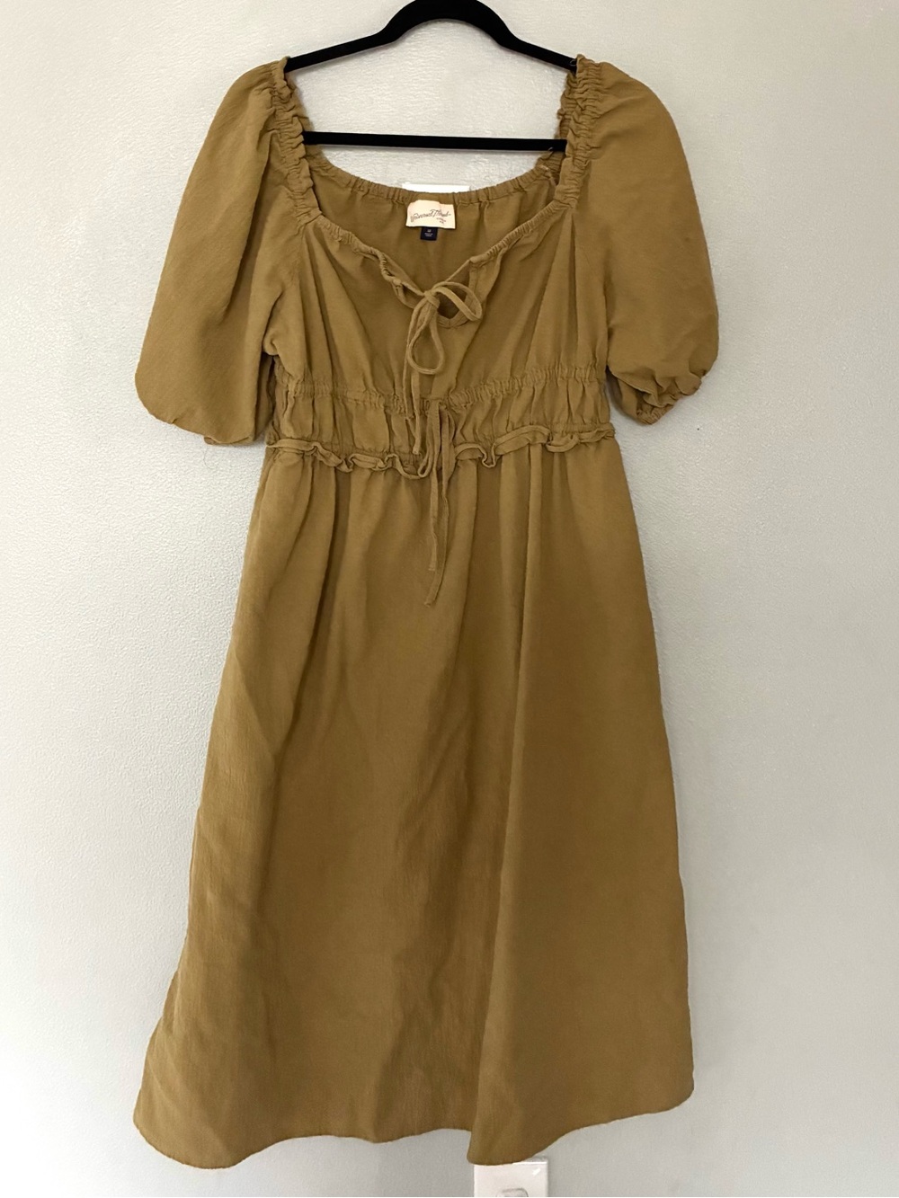 Universal Thread Prairie Midi Dress Brown Cottagecore Puff Sleeve Dress